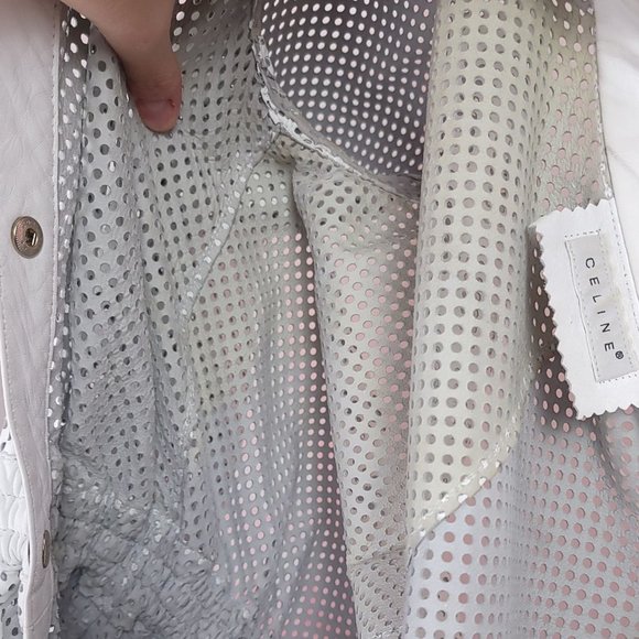 CELINE '00 Michael Kors Perforated Leather Button Up Runway Dress White RARE - Picture 9 of 13